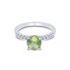 9ct White Gold Brilliant Cut Peridot and Diamond 1.41 Solitaire Ring