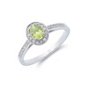 9ct White Gold Solitaire Oval Cut Peridot and Diamond 0.53ct Halo Ring