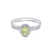 9ct White Gold Solitaire Oval Cut Peridot and Diamond 0.53ct Halo Ring