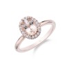 9ct Rose Gold Oval Cut Morganite 0.98ct Diamond Halo Ring
