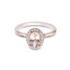 9ct Rose Gold Oval Cut Morganite 0.98ct Diamond Halo Ring