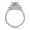 18ct White Gold Baguette Cut Morganite 0.34ct and Round Brilliant Cut 2.50ct Diamond Cluster Ring