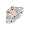 18ct White Gold Baguette Cut Morganite 0.34ct and Round Brilliant Cut 2.50ct Diamond Cluster Ring