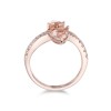 9ct Rose Gold Brilliant Diamond And Pear Cut Morganite 0.18ct And 1.50ct Cluster Ring