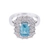 18ct white gold 4.45ct octagonal zircon and 0.42ct diamond cluster ring
