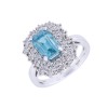 18ct white gold 4.45ct octagonal zircon and 0.42ct diamond cluster ring