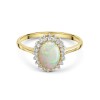 9ct Yellow Gold 0.78ct Oval Opal & Round Brilliant Diamond Halo Ring