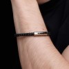 Gents Stainless Steel & Leather Plaited Bracelet