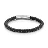 Gents Stainless Steel & Leather Plaited Bracelet