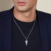 Sterling Silver Herringbone Arrow Mens Pendant Necklace