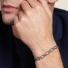 Sterling Silver Textured Twist Link Mens Bracelet