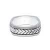 Silver Gents 8mm Square Herringbone Ring
