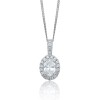 18ct White Gold Oval Cut 0.41ct Diamond Halo Pendant