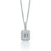 18ct White Gold Emerald Cut 0.41ct Diamond Halo Pendant