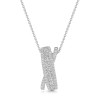 18ct White Gold Princess & Round Brilliant Cut 0.75ct Diamond Cross Over Pendant