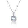 9ct White Gold 0.41ct Baguette and Round Brilliant Diamond Cluster Pendant
