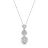 9ct White Gold 0.25ct Diamond Cluster Drop Pendant Necklace