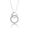 9ct White Gold Brilliant Cut 0.15ct Diamond Double Circle Pendant