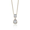 9ct Yellow Gold Baguette And Brilliant Cut 0.24ct Diamond Cluster Drop Pendant