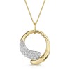 9ct Yellow Gold Round Brilliant 0.10ct Diamond Cross Over Pave Circle Pendant - Exclusive to CH