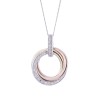 9ct 3 Colour Gold Brilliant Cut 0.20ct Diamond Circle Pendant