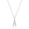 9ct White Gold Round Brilliant 0.06ct Diamond Initial A Pendant
