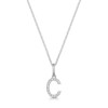 9ct White Gold Round Brilliant 0.05ct Diamond Initial C Pendant