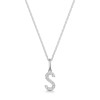9ct White Gold Round Brilliant 0.06ct Diamond Initial S Pendant