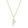 9ct Yellow Gold Round Brilliant 0.05ct Diamond Initial P Pendant