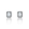 18ct White Gold Emerald Cut 0.74ct Diamond Halo Stud Earrings