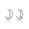 18ct White Gold Round Brilliant 0.18ct Diamond Geometric Hoop Earrings 