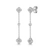9ct White Gold Round Brilliant 0.33ct Diamond Clover Shape Chain Style Drop Earrings - Exclusive to CH