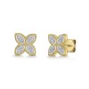 9ct Yellow Gold Round Brilliant 0.10ct Diamond Flower Cluster Earrings
