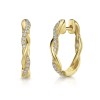 9ct Yellow Gold Round Brilliant 0.15ct Diamond Twist Hoop Earrings