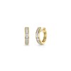 9ct Yellow Gold Baguette Cut Channel Set 0.25ct Diamond Hoop Earrings