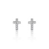 9ct White Gold 0.05ct Diamond Cross Earrings