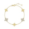 9ct Yellow Gold Round Brilliant 0.25ct Diamond Stationed Flower Bracelet
