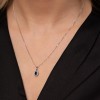 9ct White Gold 0.06ct Diamond and Sapphire Halo Pendant 1
