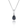 9ct White Gold Pear Sapphire Rub Over Pendant