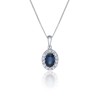 9ct White Gold Diamond 0.15ct and Sapphire Halo Pendant 