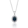 18ct White Gold Oval Cut Sapphire 1.31ct Diamond Halo Pendant