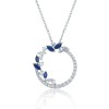 18ct White Gold Marquise Cut Sapphire And Mixed Cut Diamond 1.56ct Circle Pendant