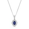 18ct White Gold 1.47ct Oval Cut Blue Sapphire & 2.04ct Mixed Cut Diamond Halo Pendant