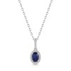 18ct White Gold Oval Cut Blue Sapphire with Diamond Halo 0.70ct Pendant