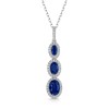 18ct White Gold Oval Cut 1.80ct Blue Sapphire and 0.20ct Diamond Halo Drop Pendant