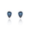9ct White Gold Pear Sapphire Rub Over Earrings