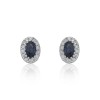 9ct White Gold Diamond 0.23ct and Sapphire Halo Earrings