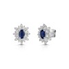 9ct White Gold 0.72ct Oval Cut Sapphire and Diamond Illusion Set Halo Cluster Earrings