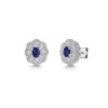 9ct White Gold 0.47ct Oval Cut Sapphire with Illusion Set Diamond Halo Earrings