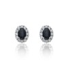 18ct White Gold Oval Cut Sapphire 1.61ct Diamond Halo Stud Earrings